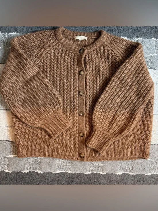 Sezane Emile Cardigan Chunky Knit Button-Front Sweater in Camel Size Medium - Picture 6 of 6